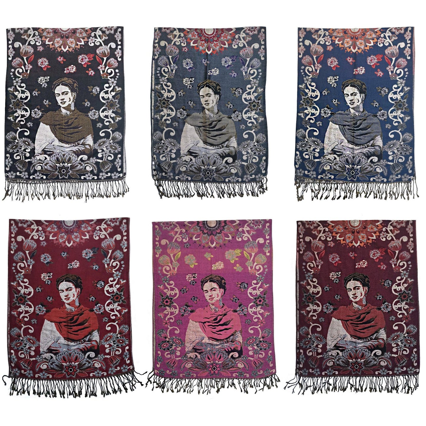 Metallic Pashmina Frida Kahlo SCF4814-1 (12PC)