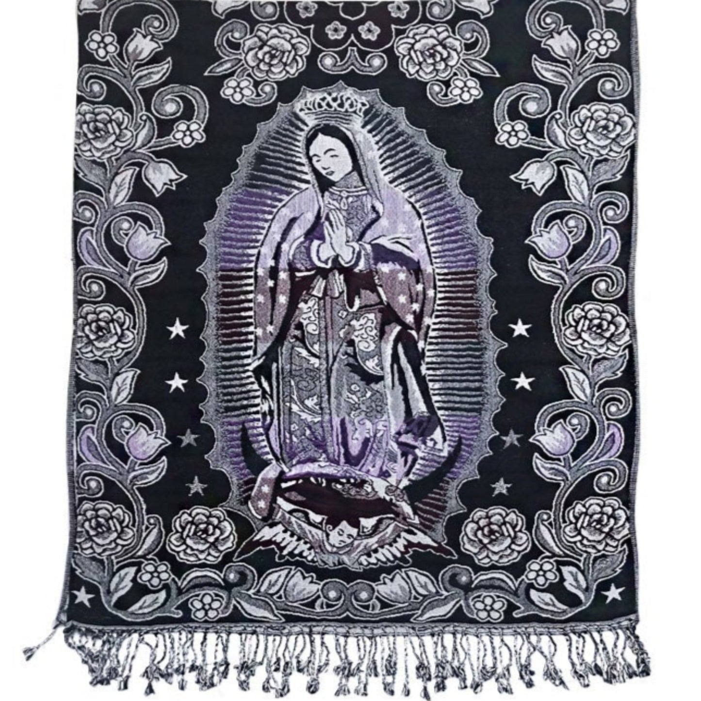 Metallic Pashmina Our Lady of Guadalupe SCF31105-14 (12PC)