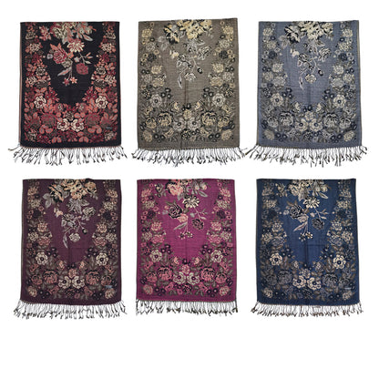 Metallic Pashmina Flower Pattern SCF31105-53 (12PC)