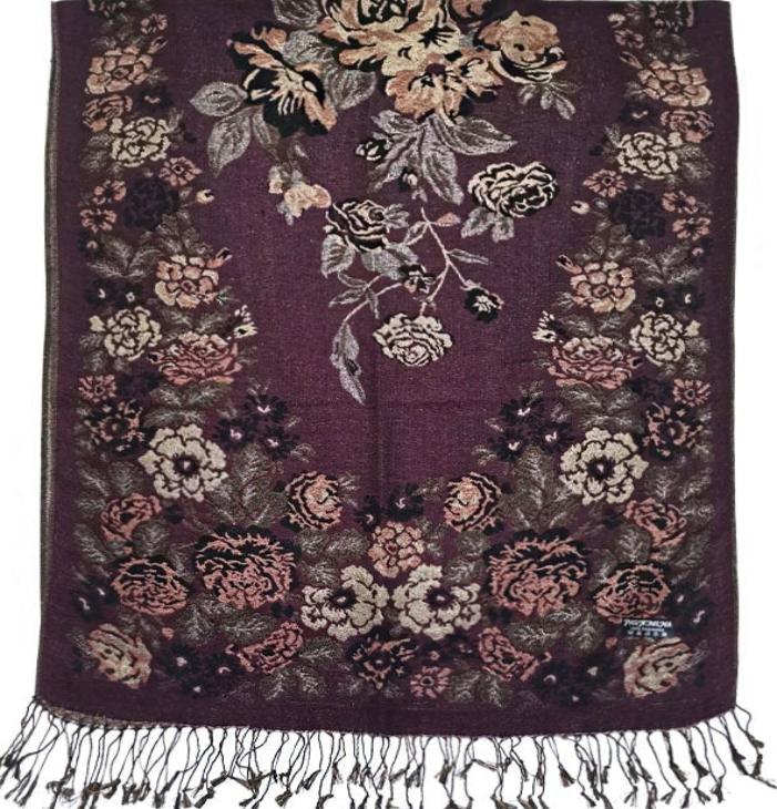Metallic Pashmina Flower Pattern SCF31105-53 (12PC)