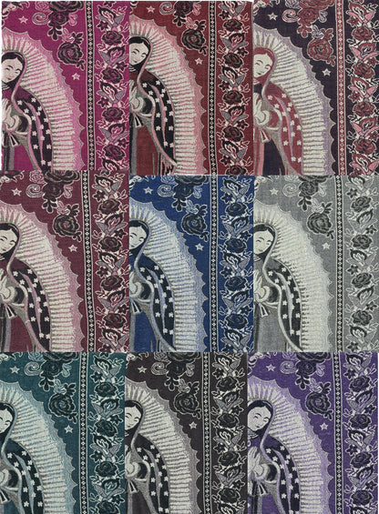 Metallic Pashmina Our Lady of Guadalupe SCF3719-28 (12PC)