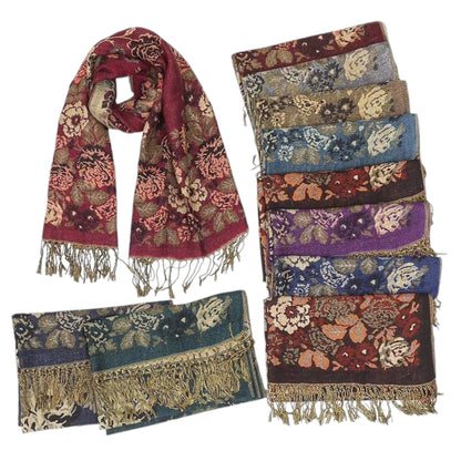 Metallic Pashmina Rose Pattern SCF3719-29 (12PC)