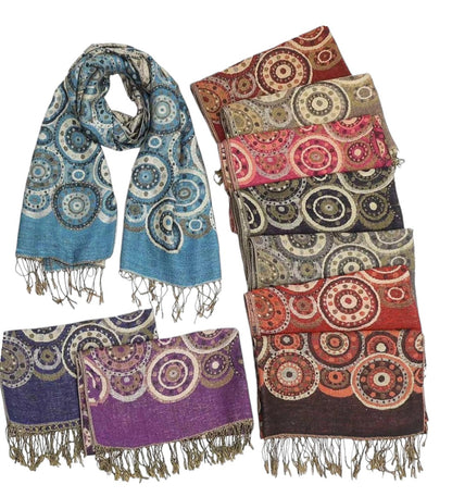 Metallic Pashmina Circle Pattern SCF3719-35 (12PC)