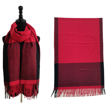 Two Tone Cashmere Feel Block Pattern Scarves SCF6560 (12PC)
