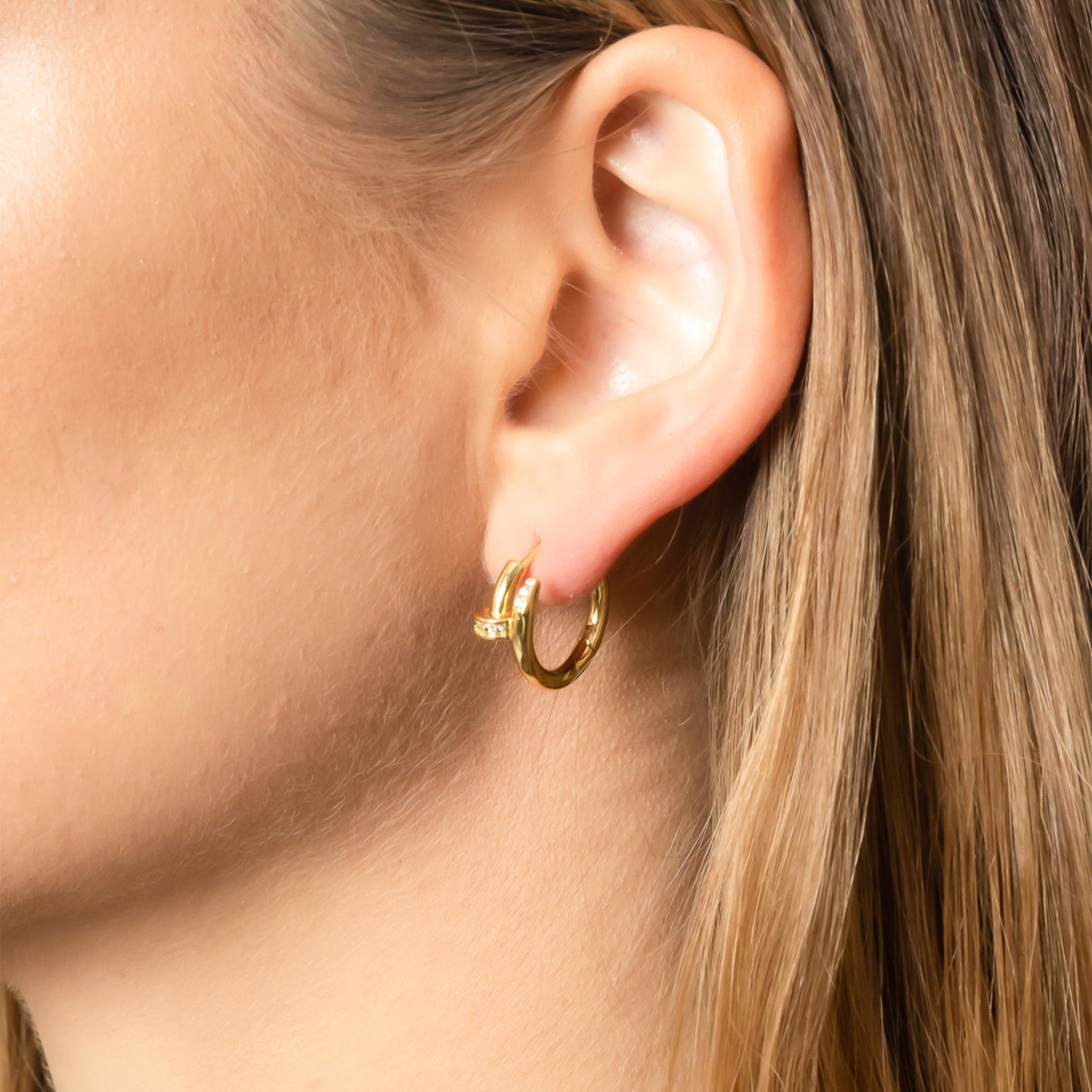14k Gold Dipped Huggie Hoop Earring SJE310168 (6PC)