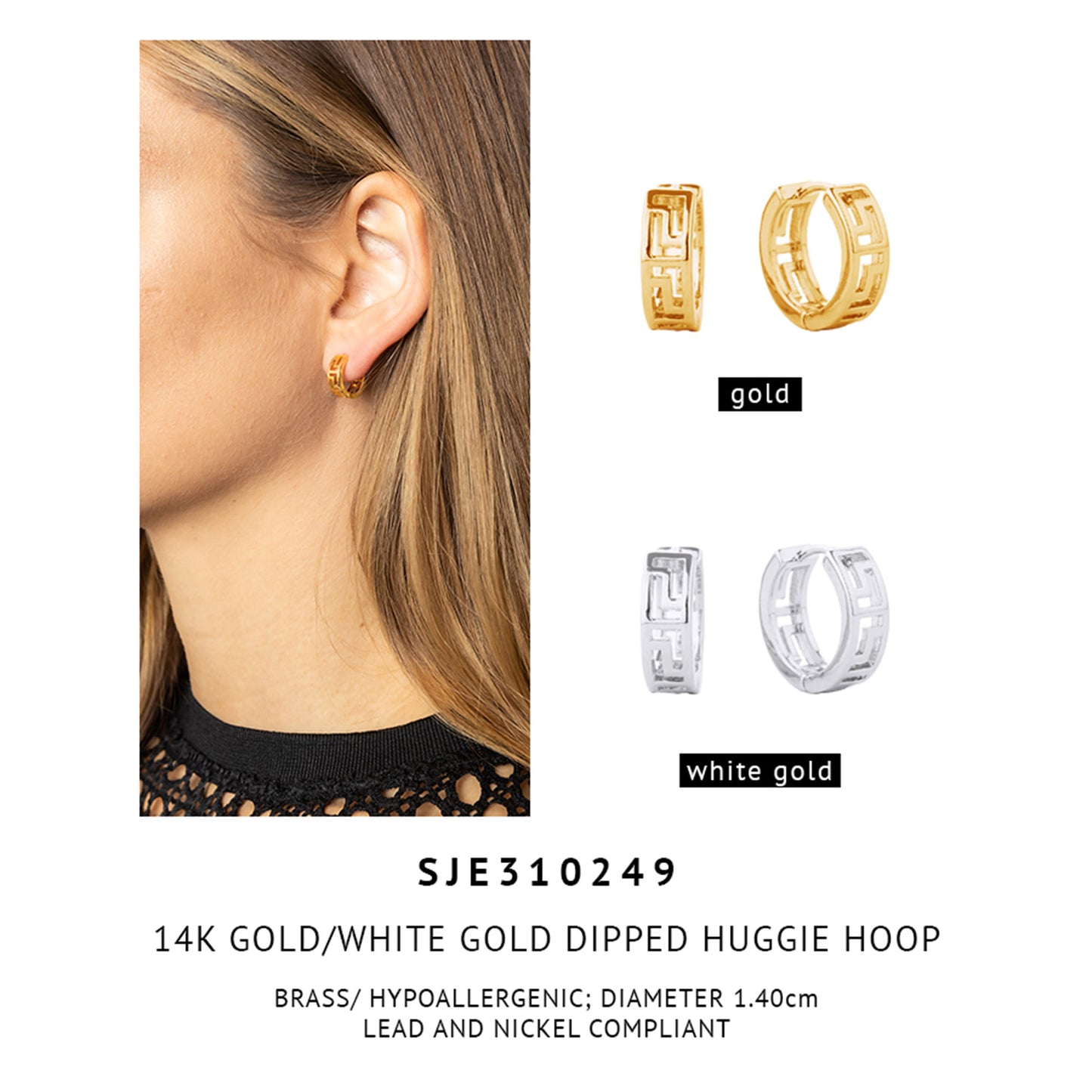 14k Gold Dipped Huggie Hoop Earring SJE310249 (6PC)