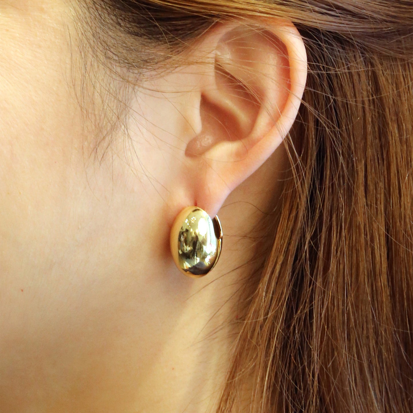 14K Gold Dipped Oval Dome Huggie Earring SJE310488 (12PC)
