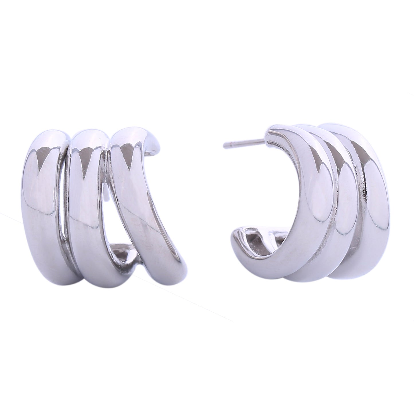 14K Gold Dipped Mini Triple Hoop Post Earring SJE310594 (6PC)