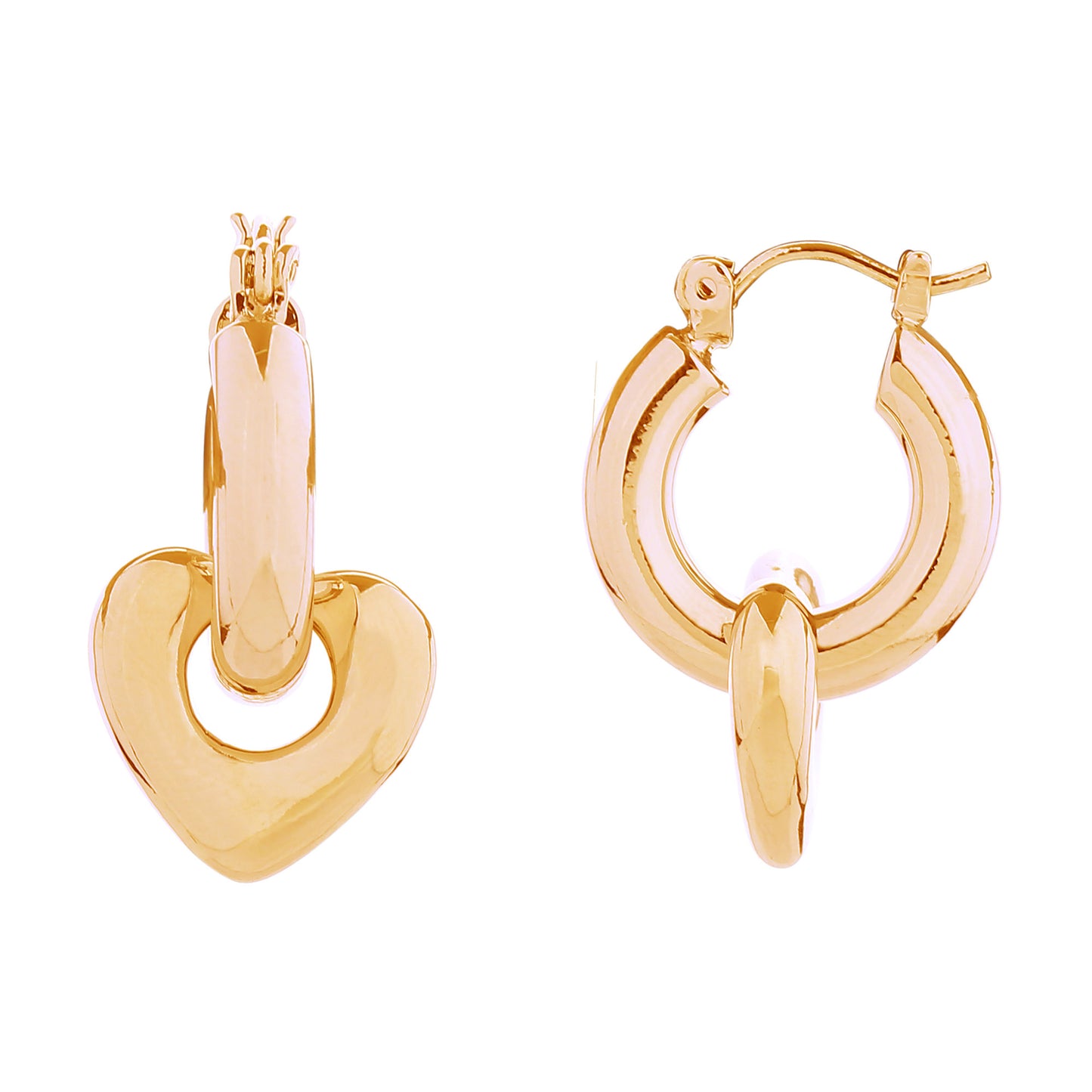 14k Gold Dipped Link Heart Pincatch Earring SJE310617 (6PC)