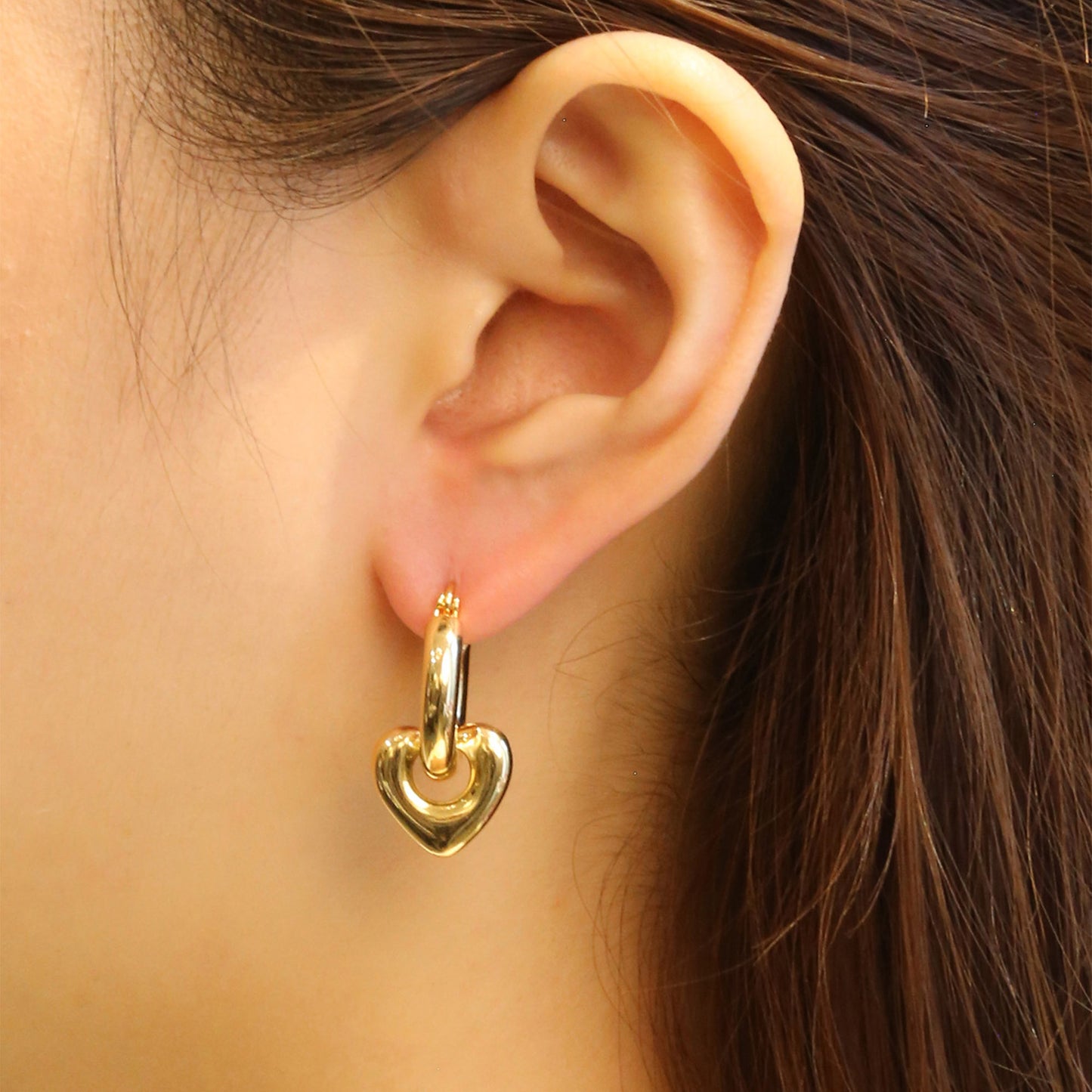 14k Gold Dipped Link Heart Pincatch Earring SJE310617 (6PC)