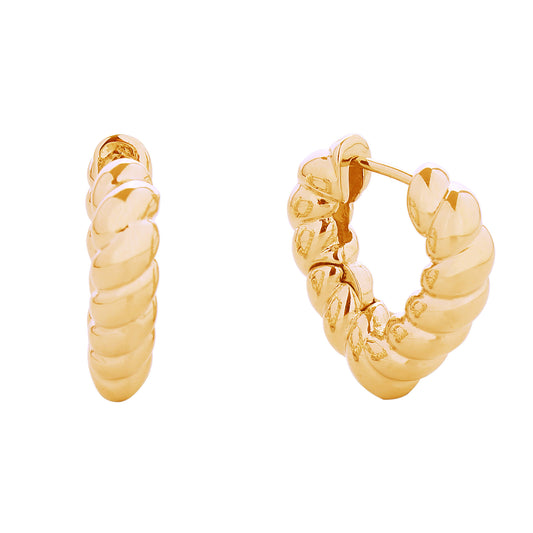 14K Gold Dipped Twisted Heart Huggie Earring SJE310618 (6PC)