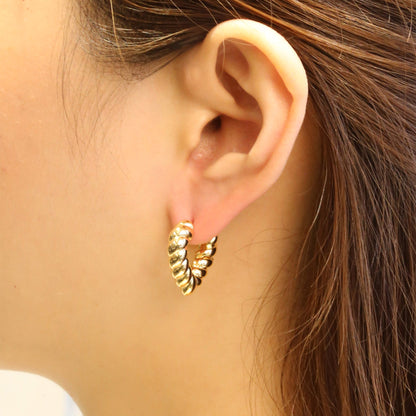 14K Gold Dipped Twisted Heart Huggie Earring SJE310618 (6PC)