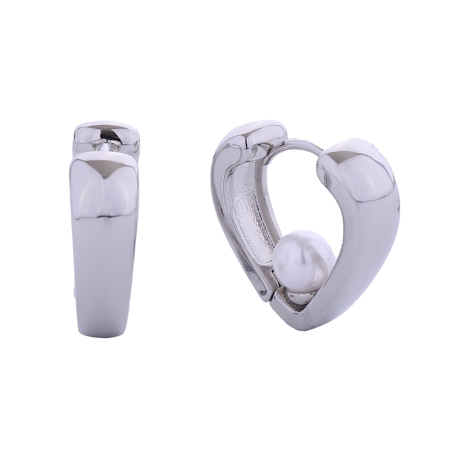 14K Gold Dipped Pearl Heart Huggie Earring SJE310626 (12PAIR)