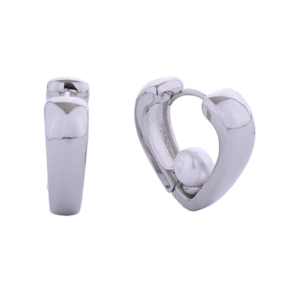 14K Gold Dipped Pearl Heart Huggie Earring SJE310626 (12PAIR)