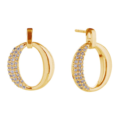 14K Gold Dipped CZ Oval Post Earring SJE310672 (12PAIR)
