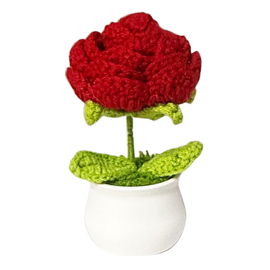 ROSE CROCHET FLOWER POT SS111-15  (12PC)