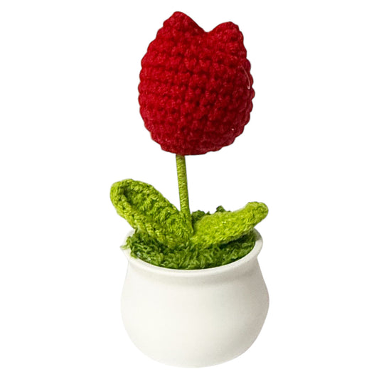 Tulip Crochet Flower Pot Red SS111-18  (12PC)