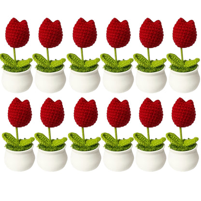 Tulip Crochet Flower Pot Red SS111-18  (12PC)