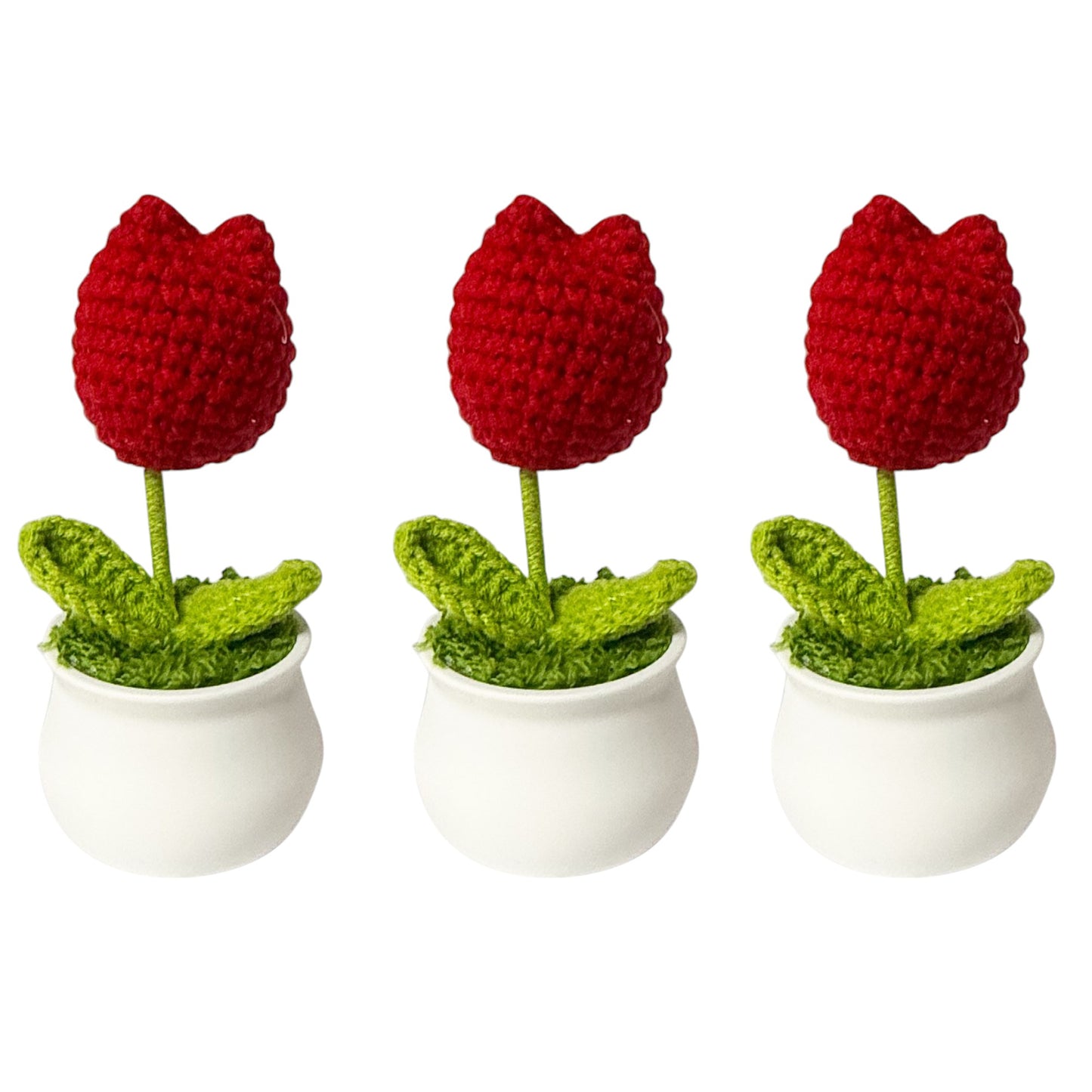 Tulip Crochet Flower Pot Red SS111-18  (12PC)
