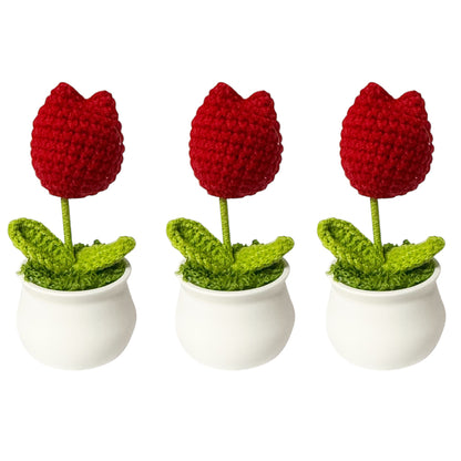 Tulip Crochet Flower Pot Red SS111-18  (12PC)