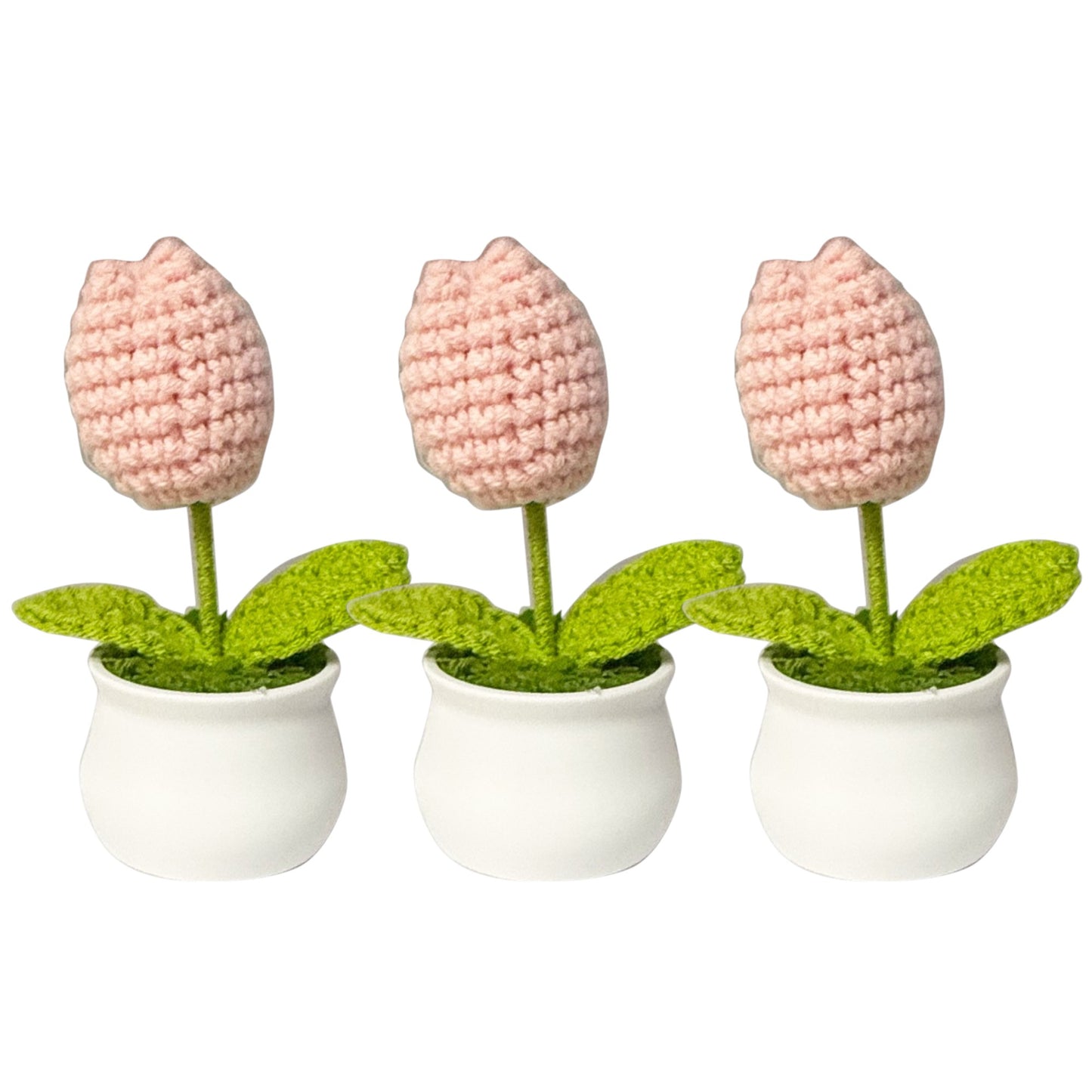 Tulip Crochet Flower Pot Pink SS111-19  (12PC)