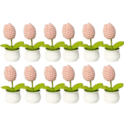 Tulip Crochet Flower Pot Pink SS111-19  (12PC)