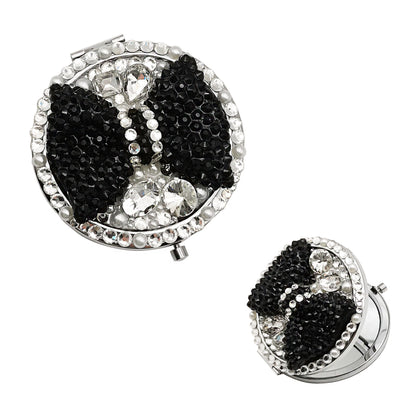 Black Ribbon Stone Charm Hand Mirror SS3222-18 (6PC)