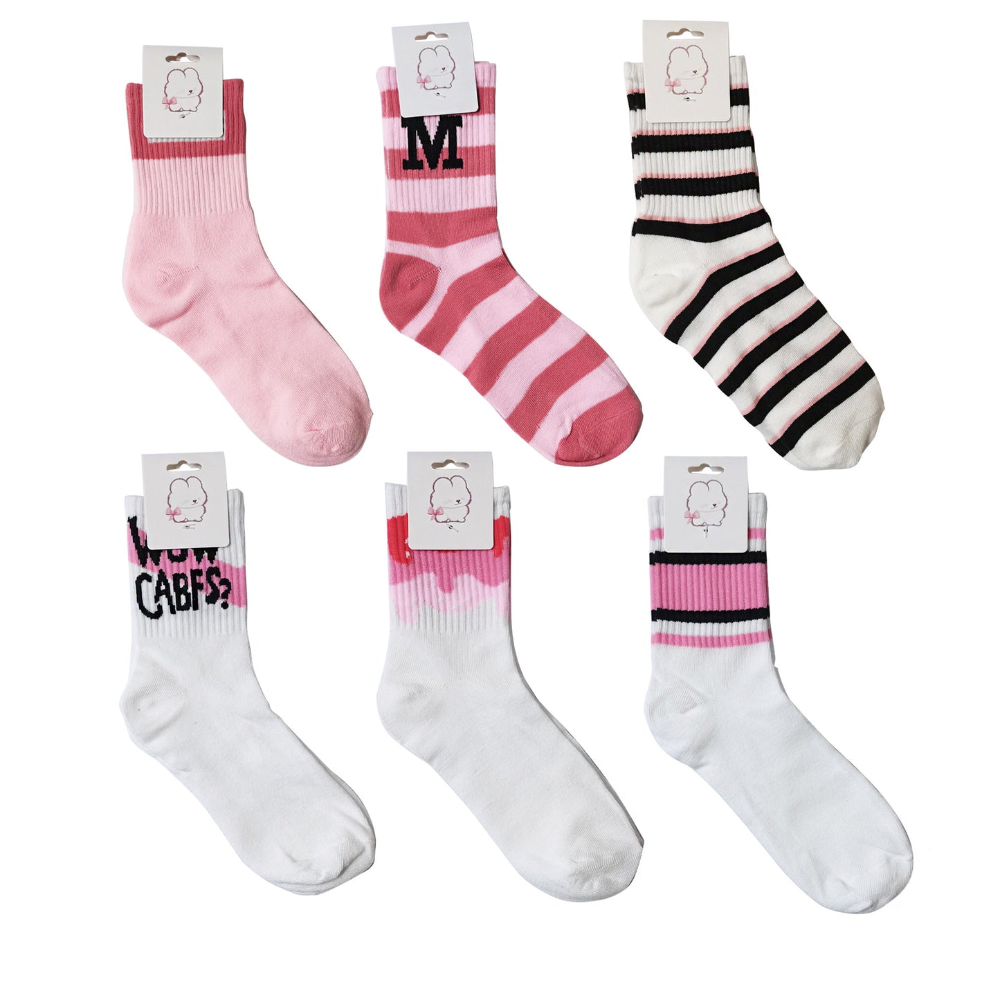 Women's Cute Pink Pattern Socks SS3316-2 (12PC)