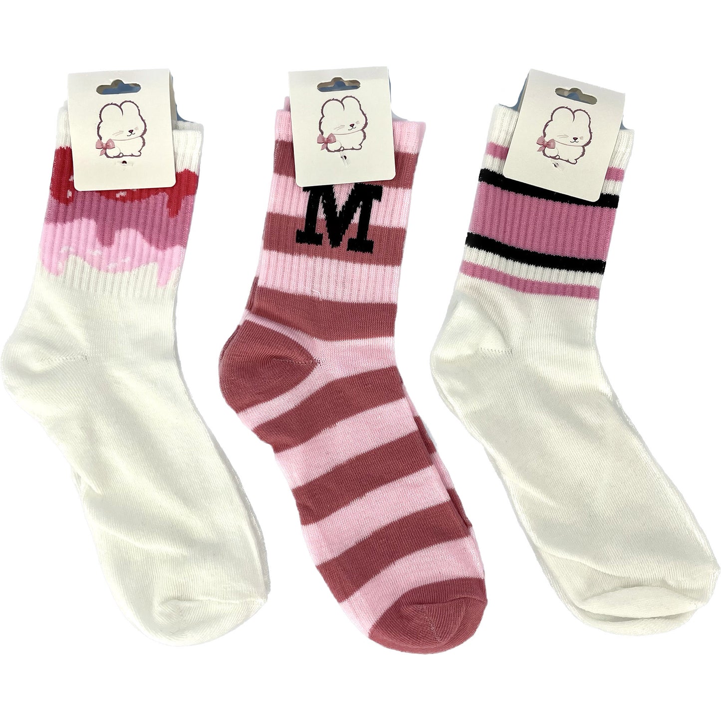Women's Cute Pink Pattern Socks SS3316-2 (12PC)