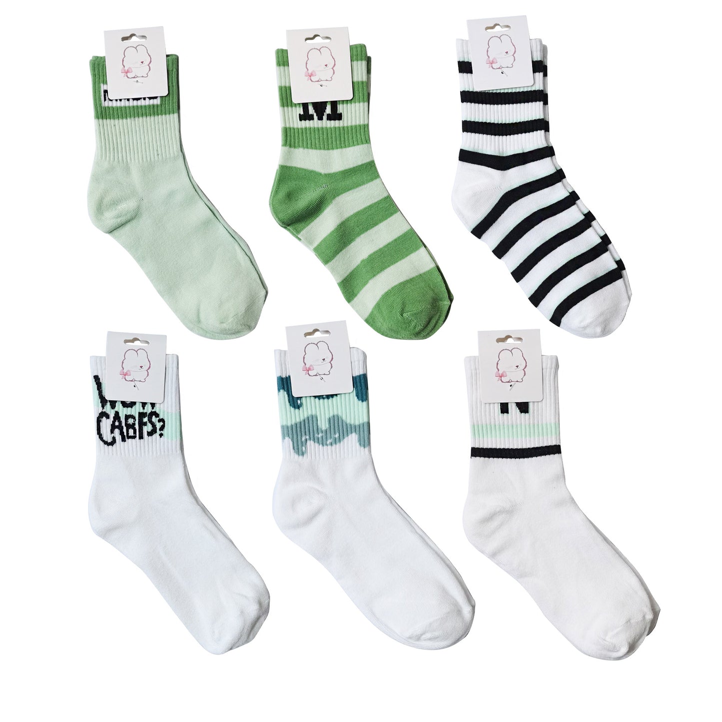 Women's Cute Green Pattern Socks SS3316-9 (12PC)