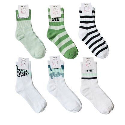 Women's Cute Green Pattern Socks SS3316-9 (12PC)