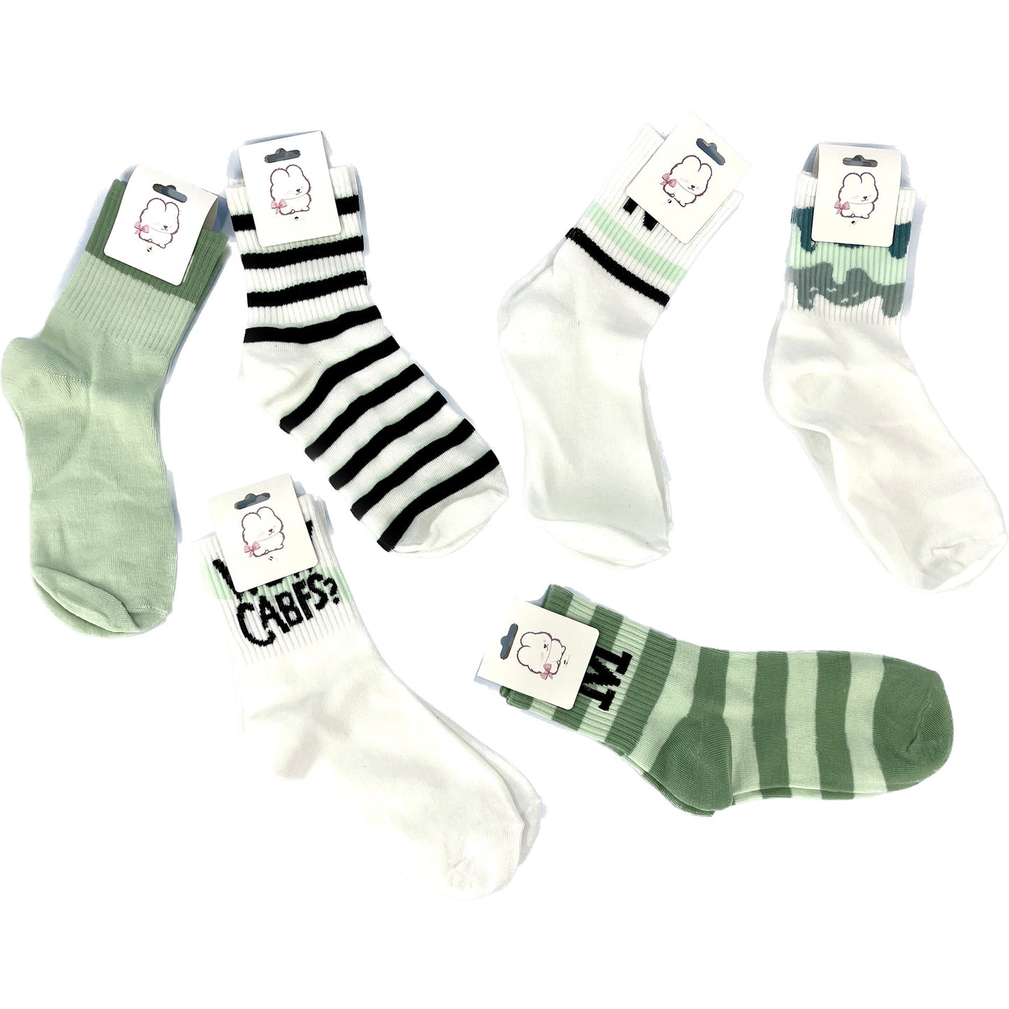 Women's Cute Green Pattern Socks SS3316-9 (12PC)