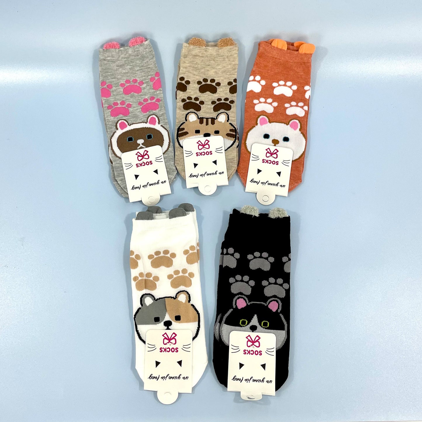Women's Cute Cat Paw Cartoon Socks SS3517-3. (12PC)