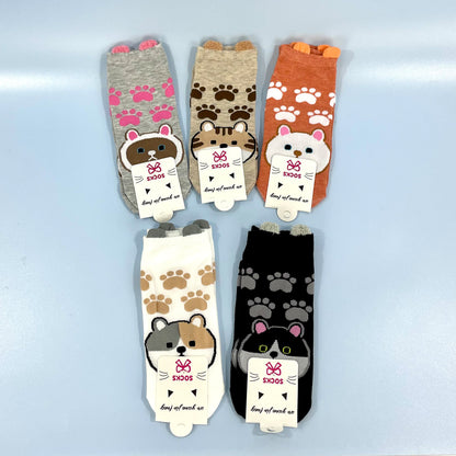 Women's Cute Cat Paw Cartoon Socks SS3517-3. (12PC)