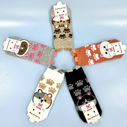 Women's Cute Cat Paw Cartoon Socks SS3517-3. (12PC)
