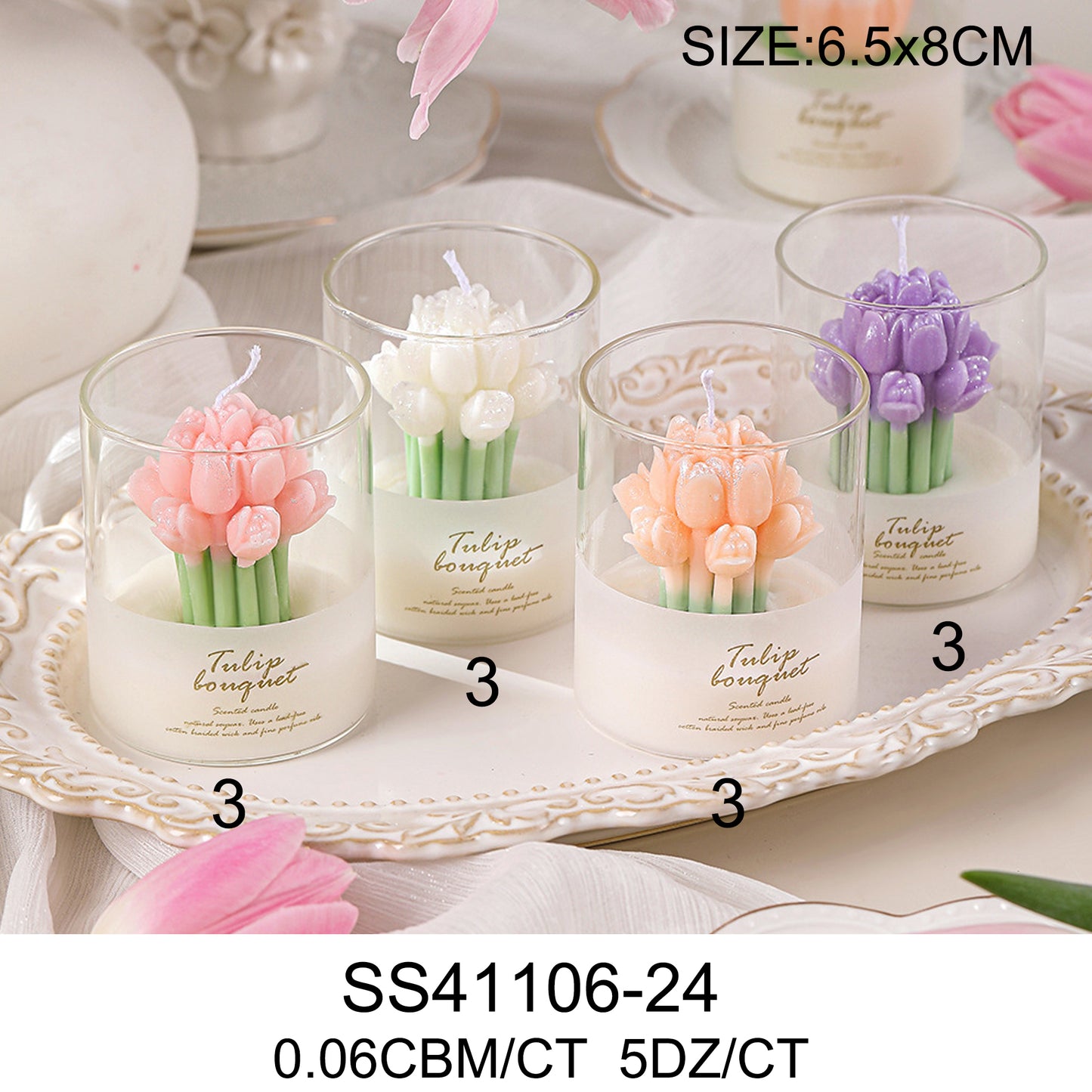 TULIP BOUGUET SCENTED CANDLE SS41106-24 (12PC)