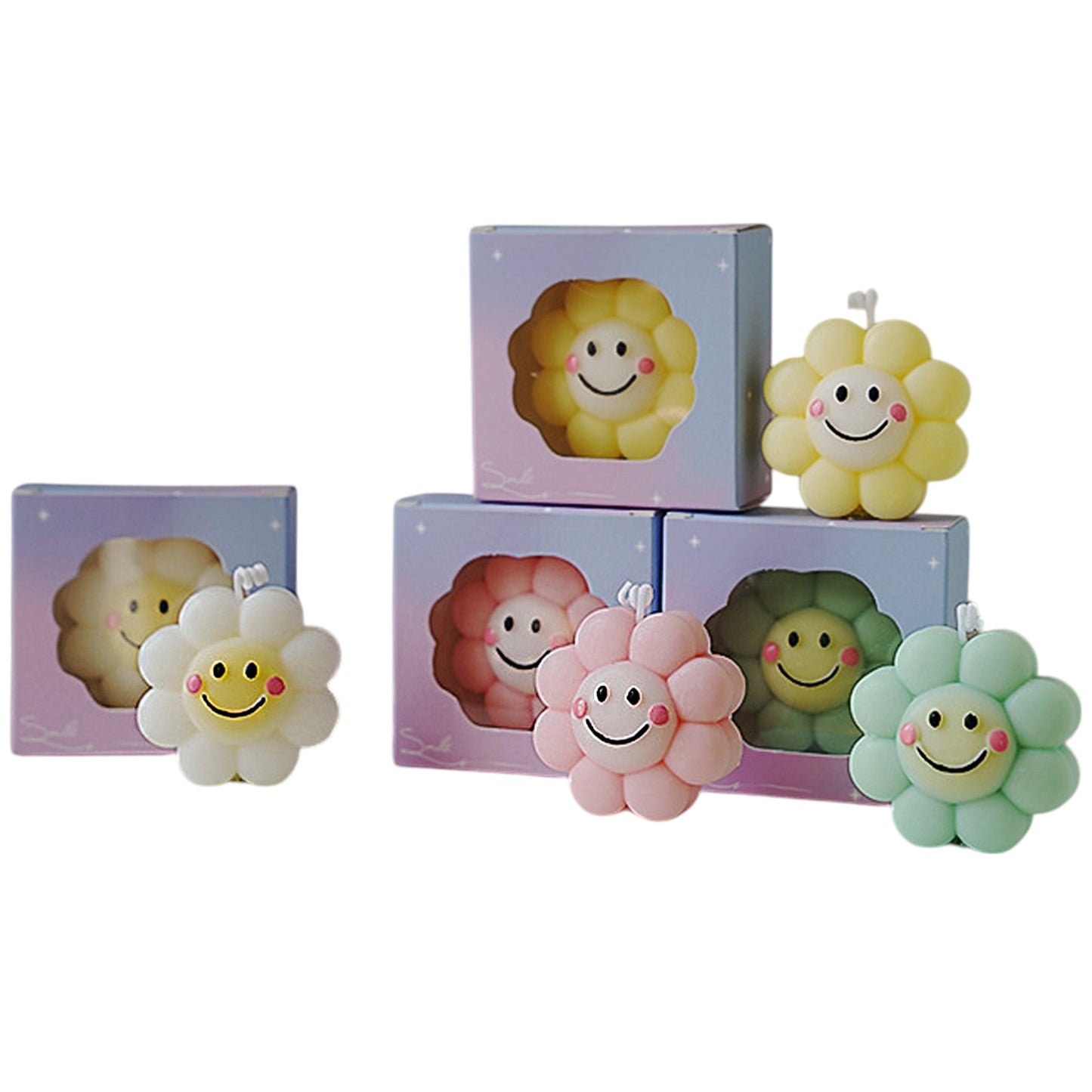 Smiley Face Flower Scented Candle SS41106-3. (12PC)
