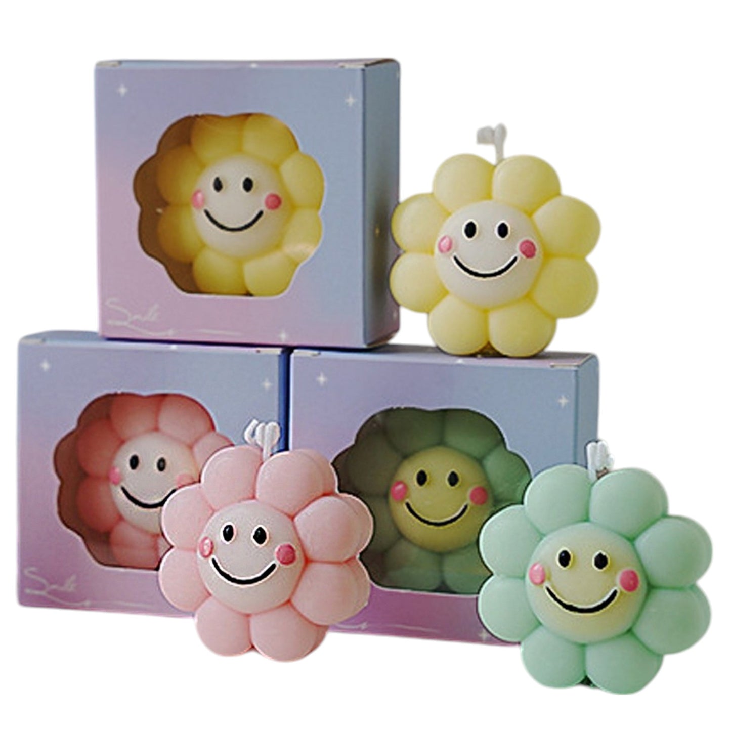 Smiley Face Flower Scented Candle SS41106-3. (12PC)