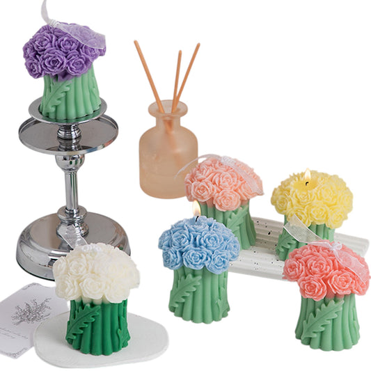 Rose Bouguet Scented Mix Color Candle SS41106-35. (12PC)