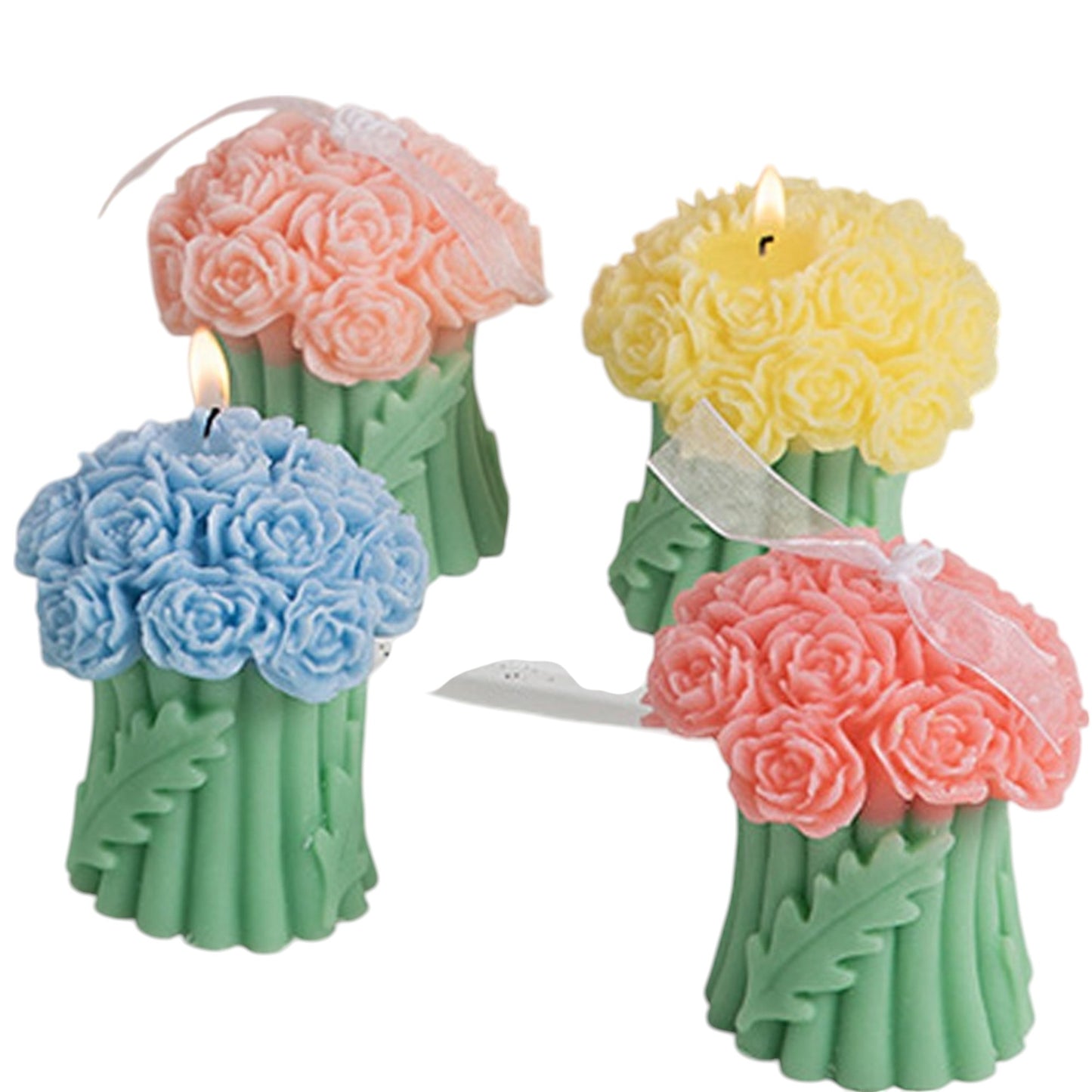 Rose Bouguet Scented Mix Color Candle SS41106-35. (12PC)