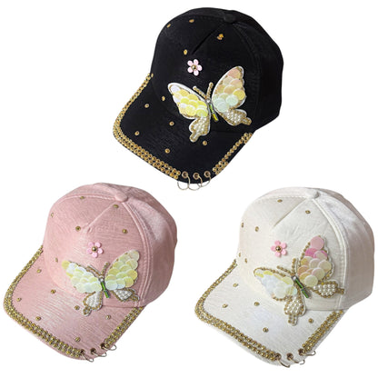 Bling Rhinestone Gold Butterfly Baseball Cap SS41128-12 (12PC)