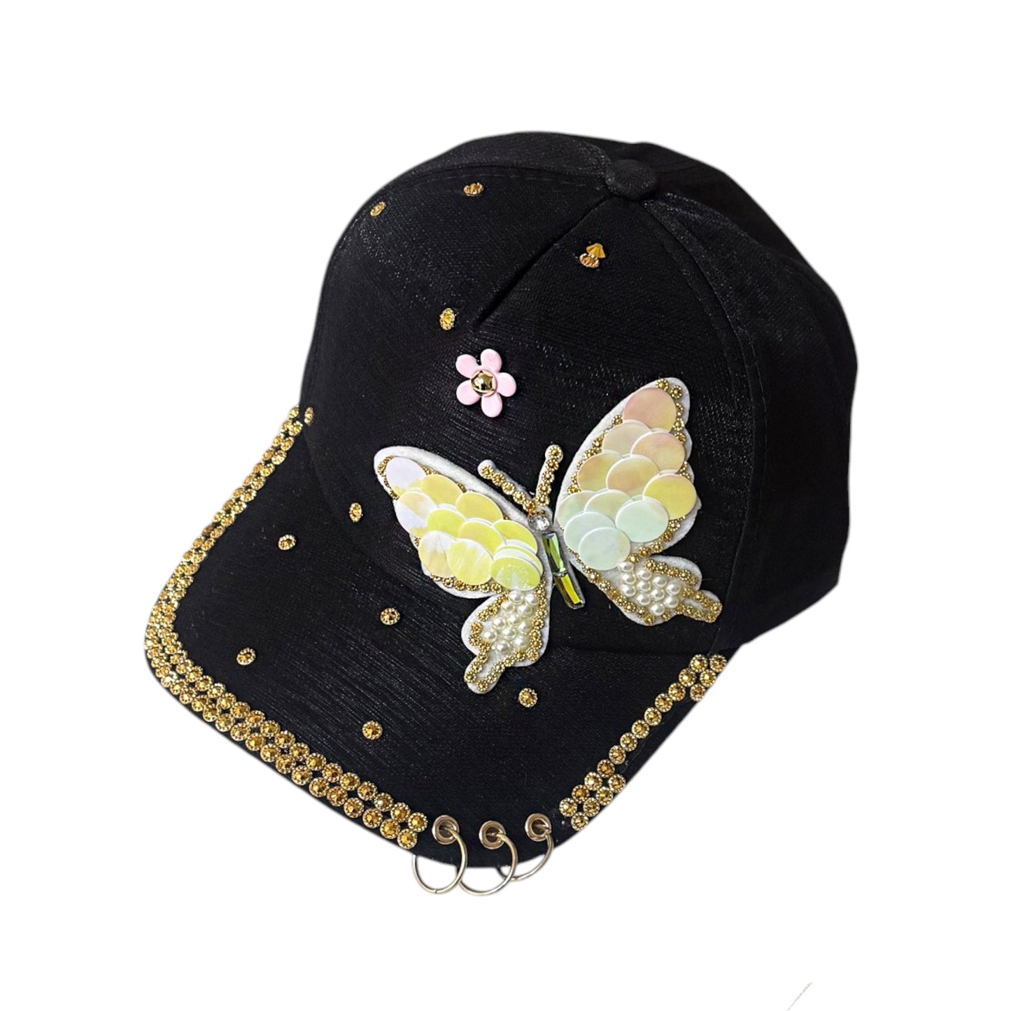 Bling Rhinestone Gold Butterfly Baseball Cap SS41128-12 (12PC)