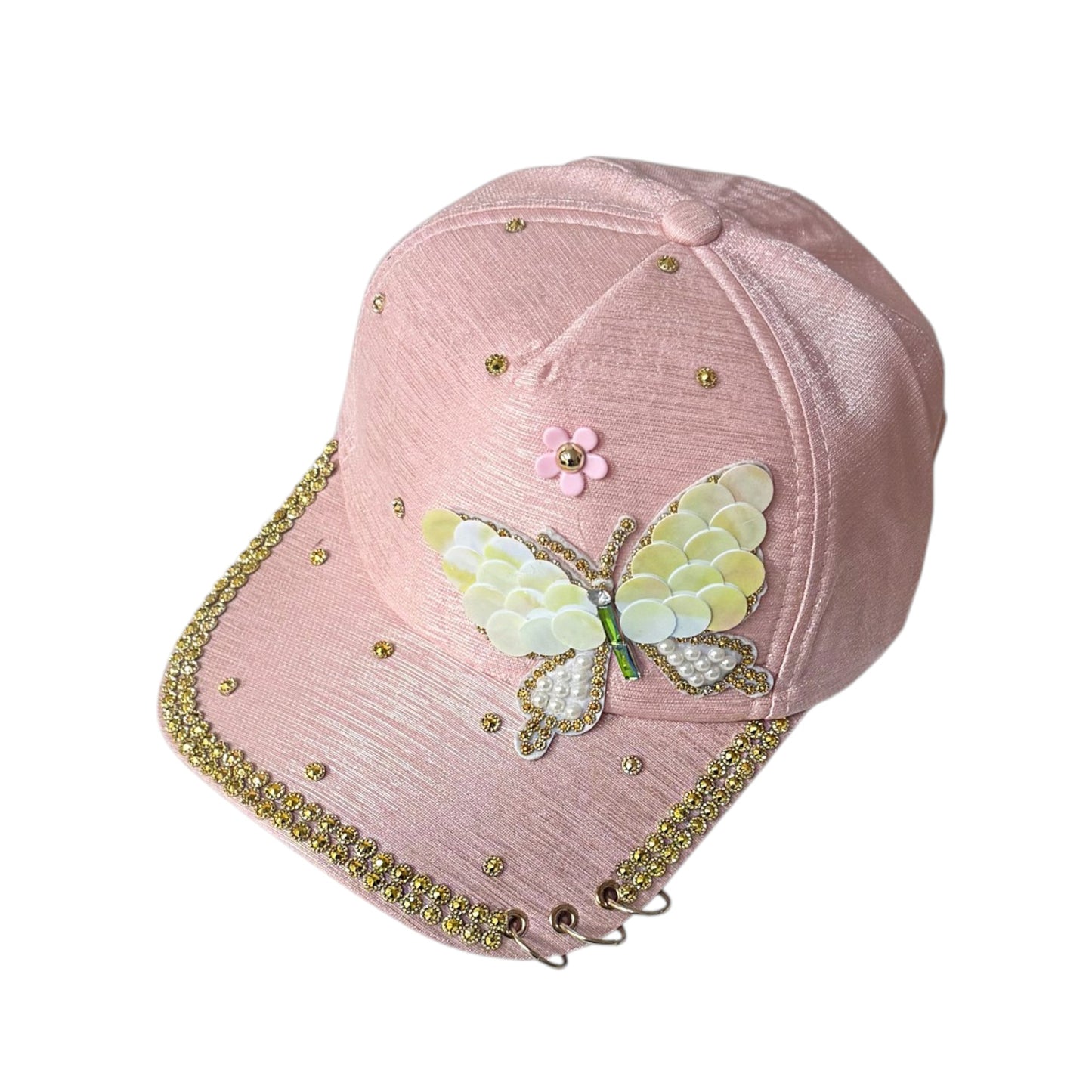 Bling Rhinestone Gold Butterfly Baseball Cap SS41128-12 (12PC)