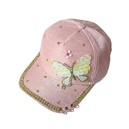 Bling Rhinestone Gold Butterfly Baseball Cap SS41128-12 (12PC)