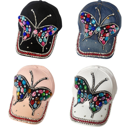 Bling Rhinestone Rainbow Butterfly Baseball Cap SS41128-13 (12PC)