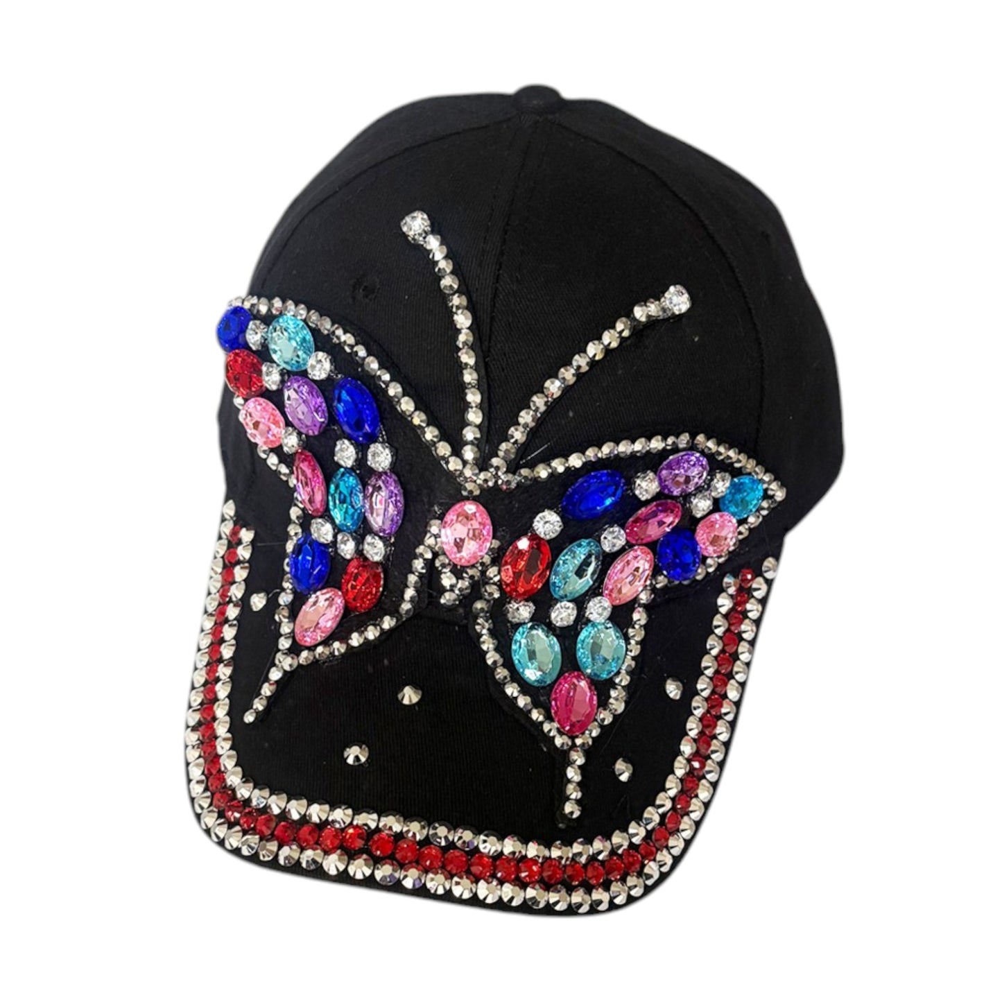 Bling Rhinestone Rainbow Butterfly Baseball Cap SS41128-13 (12PC)