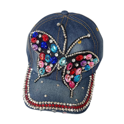 Bling Rhinestone Rainbow Butterfly Baseball Cap SS41128-13 (12PC)