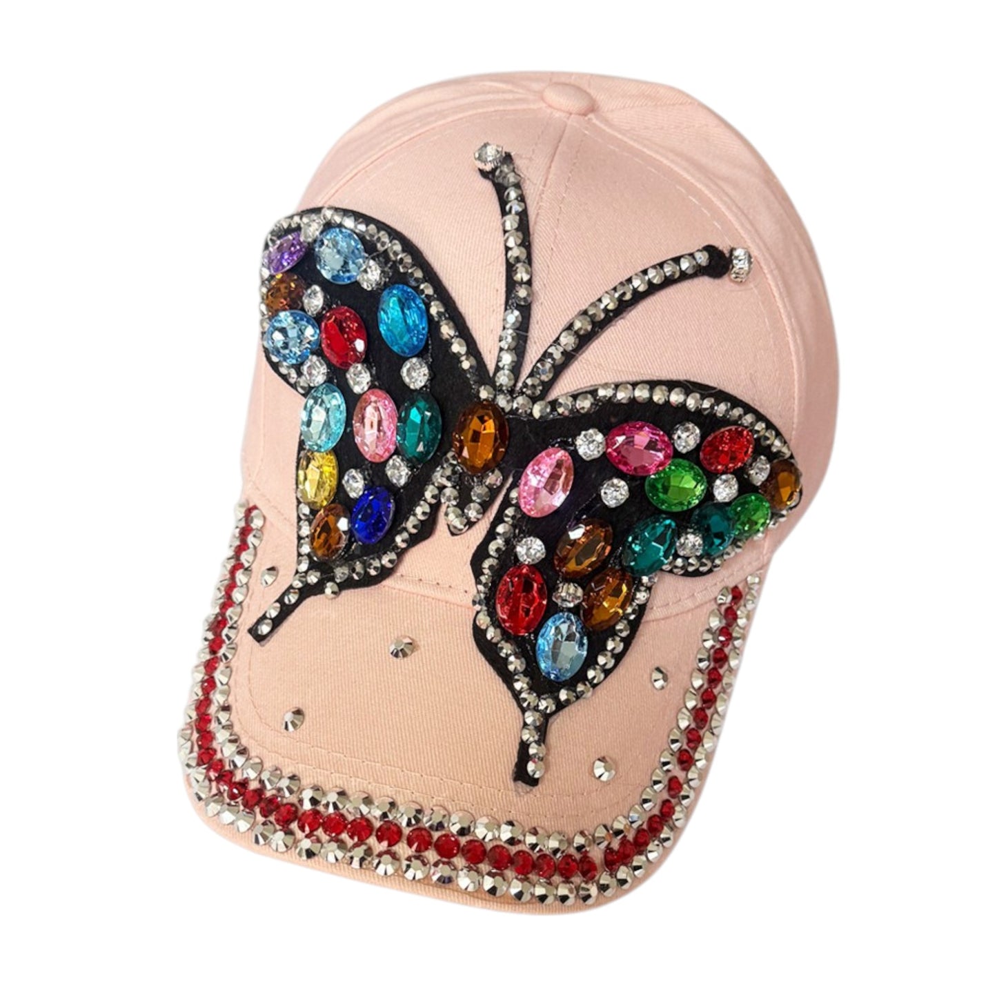 Bling Rhinestone Rainbow Butterfly Baseball Cap SS41128-13 (12PC)