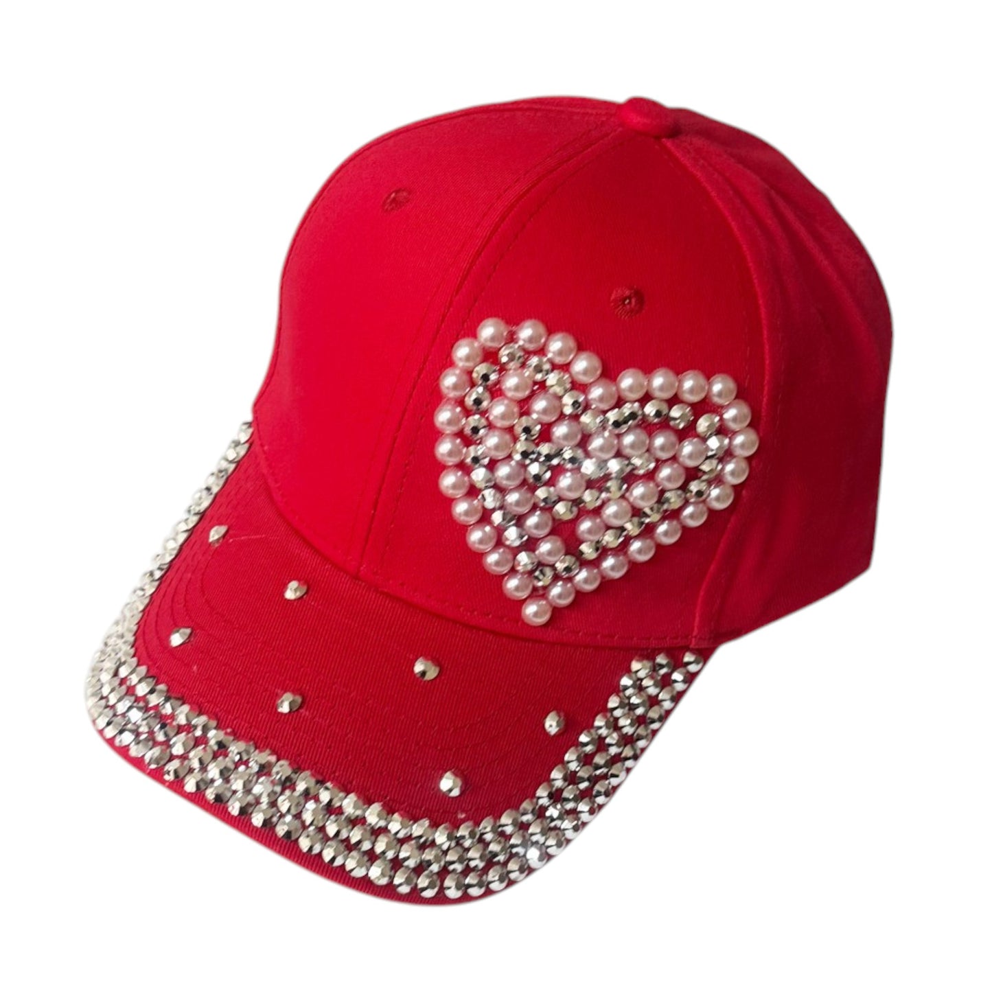 Bling Rhinestone Pearl Heart Baseball Cap SS41128-14 (12PC)