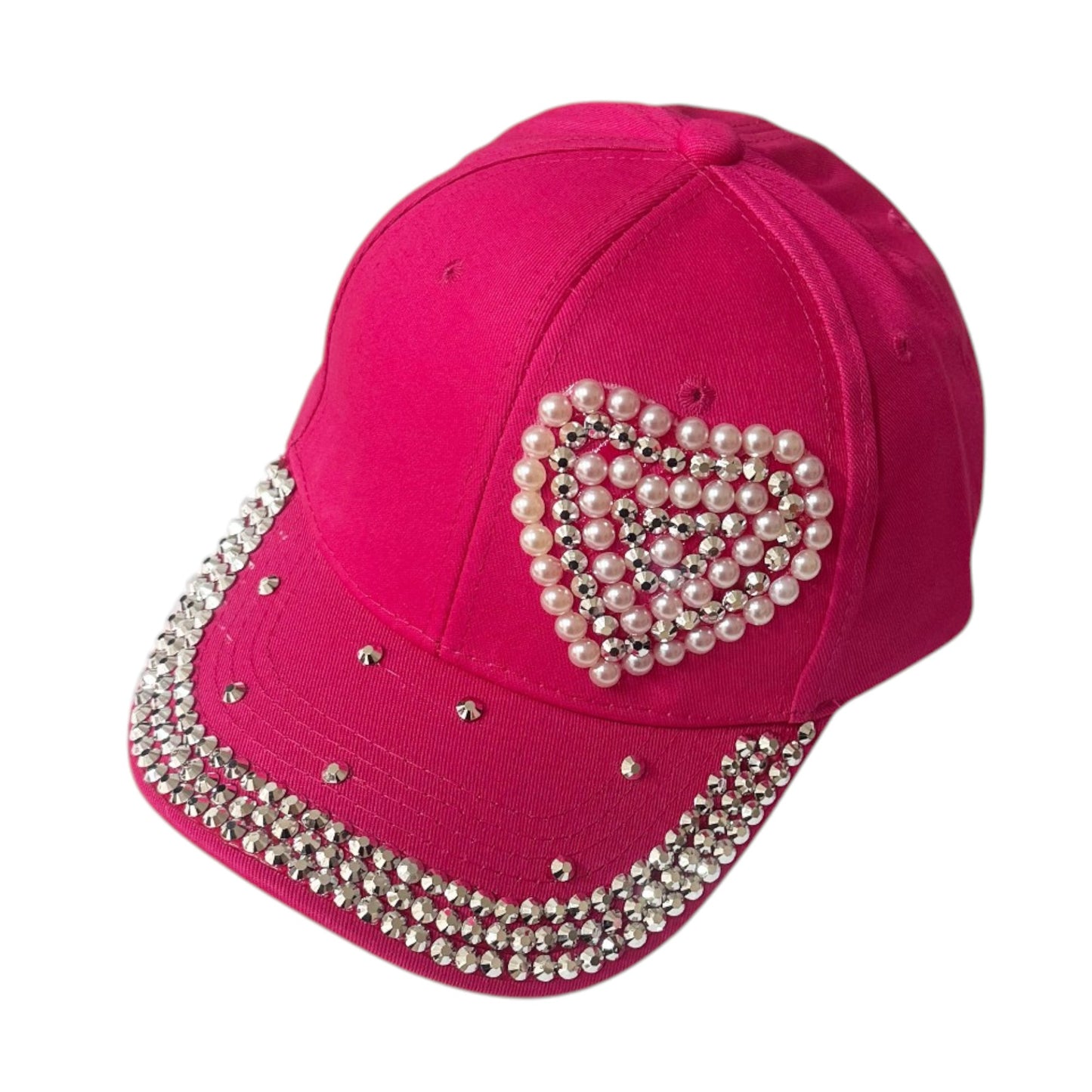 Bling Rhinestone Pearl Heart Baseball Cap SS41128-14 (12PC)